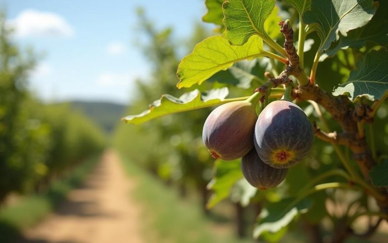 Verger de figuiers en Provence avec des figues mûres sous le soleil