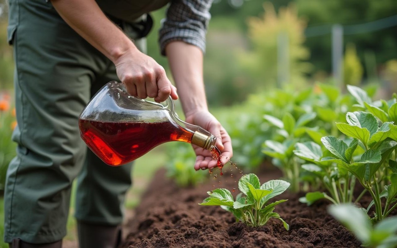Un jardinier prépare de la bouillie bordelaise pour protéger ses plantes.