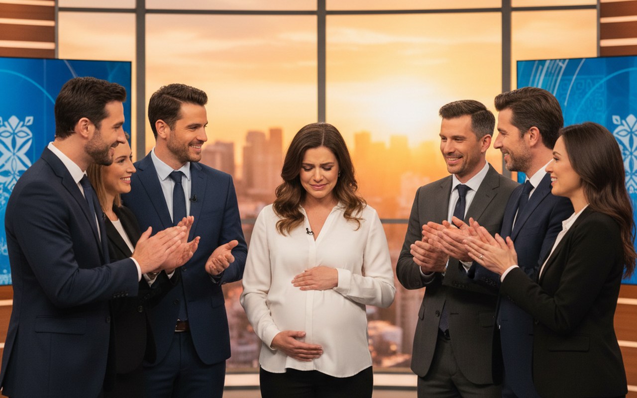 Alexandra Blanc annonce sa grossesse sur le plateau de CNews, entourée de collègues bienveillants.