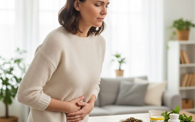 Femme ressentant des douleurs abdominales après le retrait du stérilet Mirena