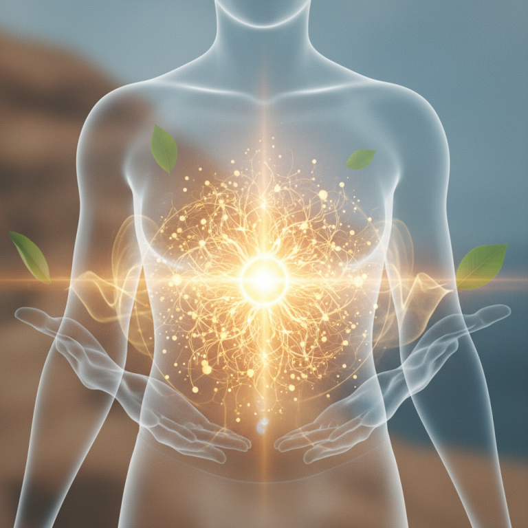 Illustration réaliste sur Le plexus solaire : centre nerveux et source de confiance